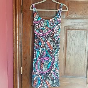 Sleeveless stained glass printed dress